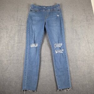 Signature Levi Strauss Pull On Skinny Jeans Womens 8M W29 L30 Blue Distressed